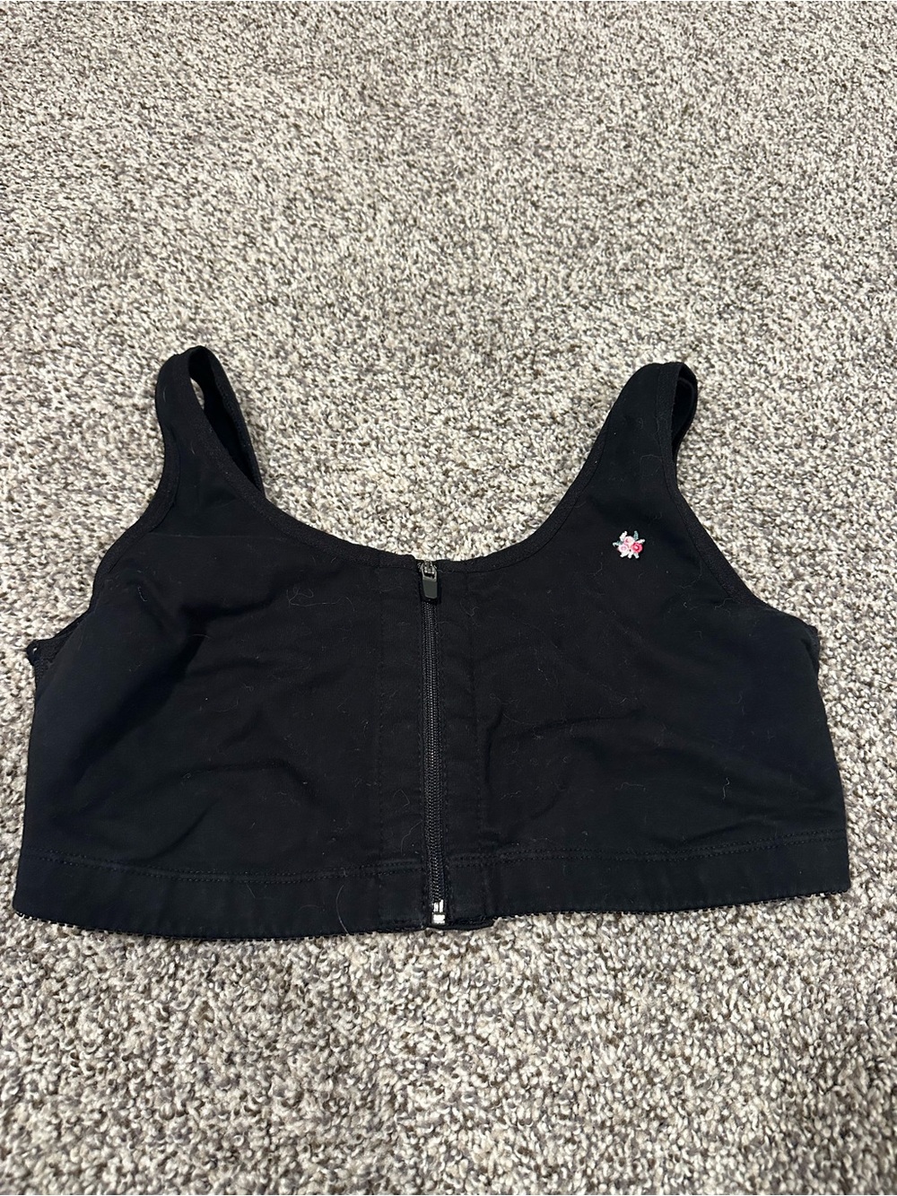 Black Front-Zip Compression Bra- Women